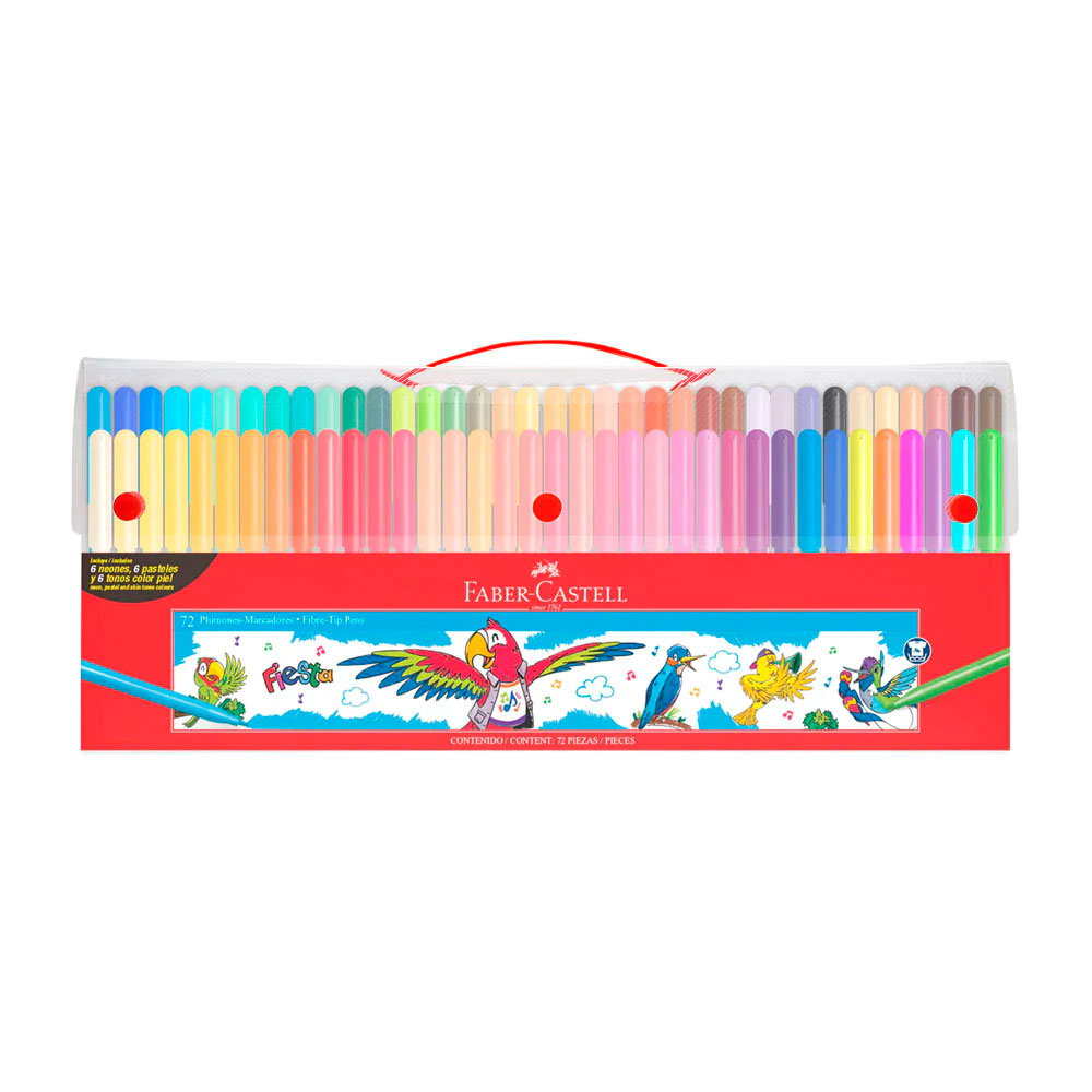 Marcador fiesta estuche plastico Faber Castell 72 colores