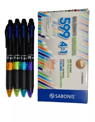 Bolígrafo de 4 Colores de 0.7 mm Sabonis 12 Pcs