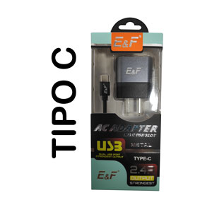 Cargador metalico doble Tipo C, 2.4A real 2201M E&amp;F