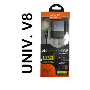 Cargador metalico doble Universal V8, 2.4A real 2201M E&amp;F