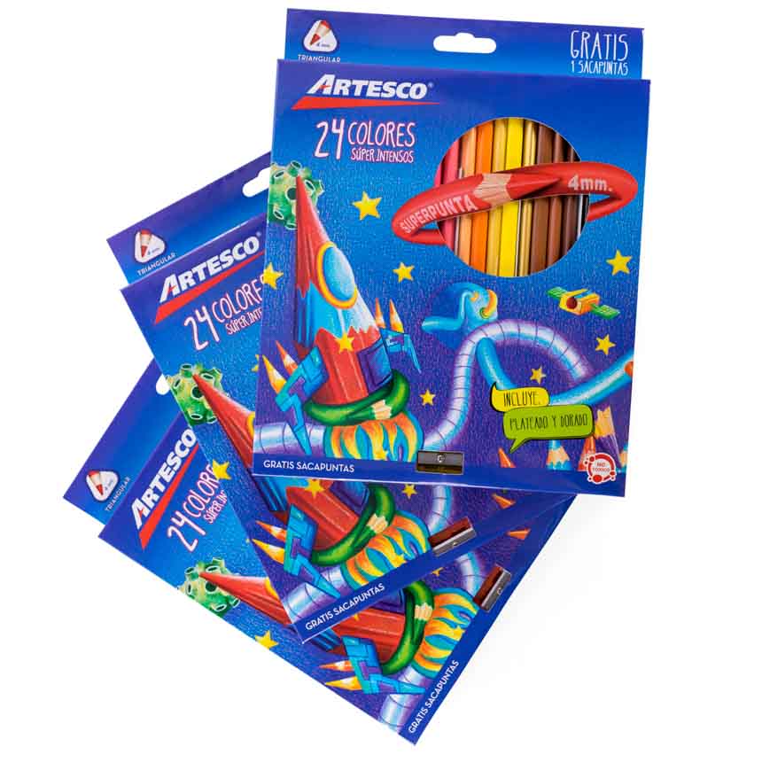 Color Largo triangular Artesco 24 Colores+tajador