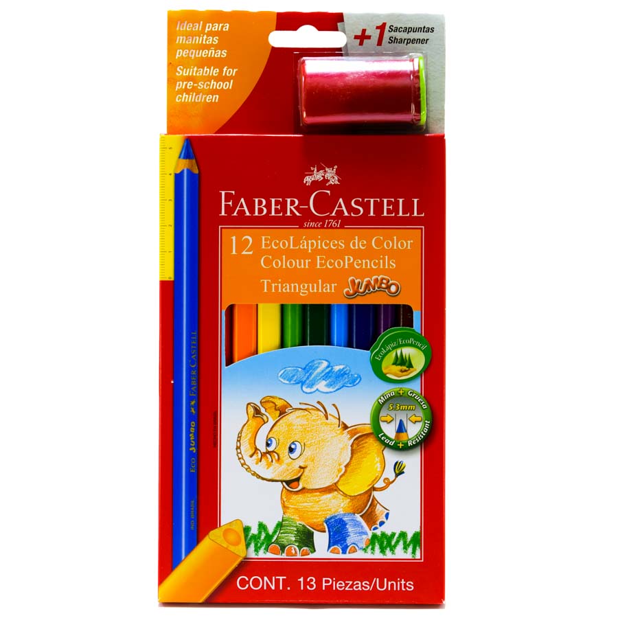 Color Largo JUMBO Faber Castell 12 Colores + 1 Tajador