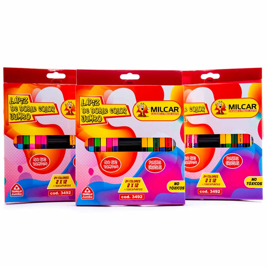 Color Largo JUMBO Milcar Doble Punta 12pcs = 24 Colores