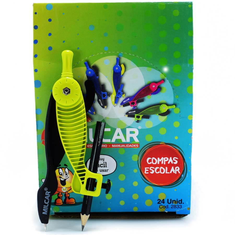 Compas escolar metrico Milcar 24pcs