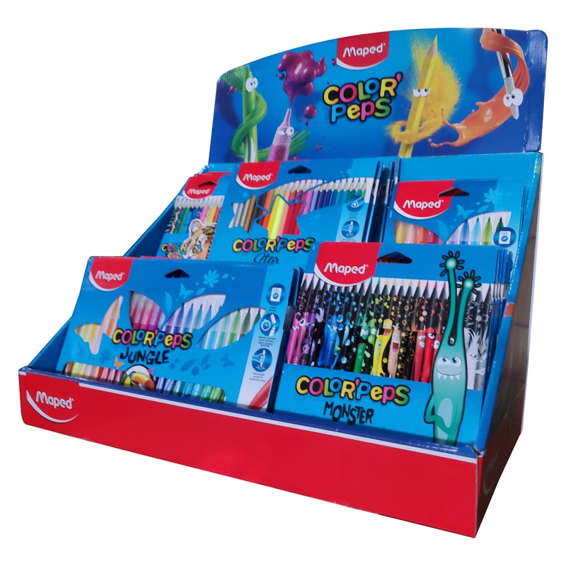 Expositor o exihibidor colores peps best seller Maped 34 estuches