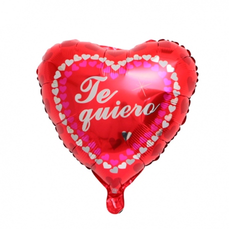 Globos metalicos inflables en forma de corazones Te quiero, Te amo 40x45cm