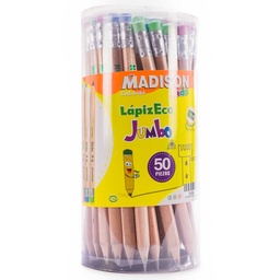Lapiz Negro Jumbo C/Borrador Madison 24 pcs