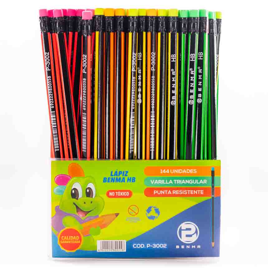 Lapiz negro fluorescente rayado BENMA 144PCS