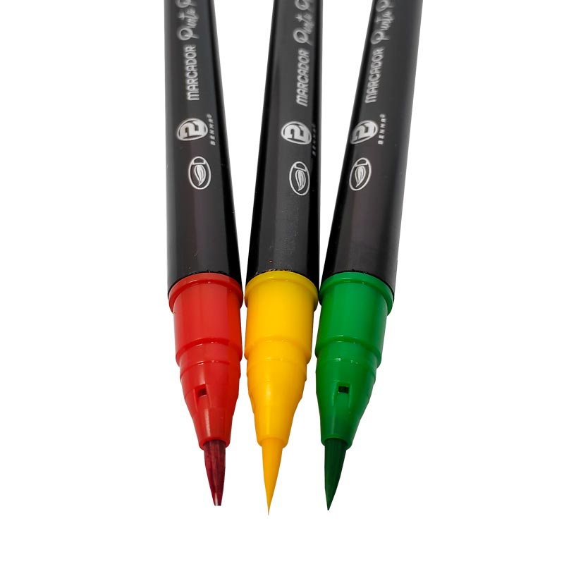 Marcador Punta Pincel benma en estuche rigido doble punta B7000