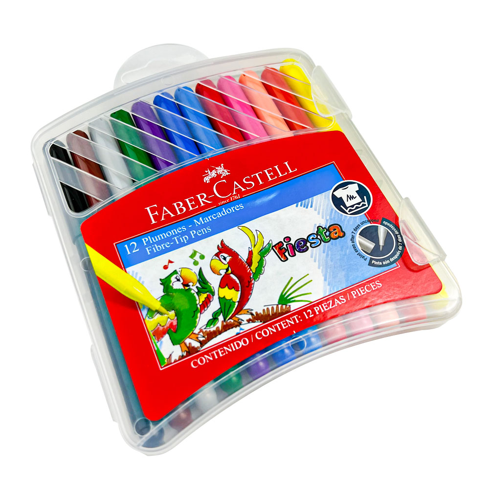 Marcador fiesta estuche rigido Faber Castell 12 colores