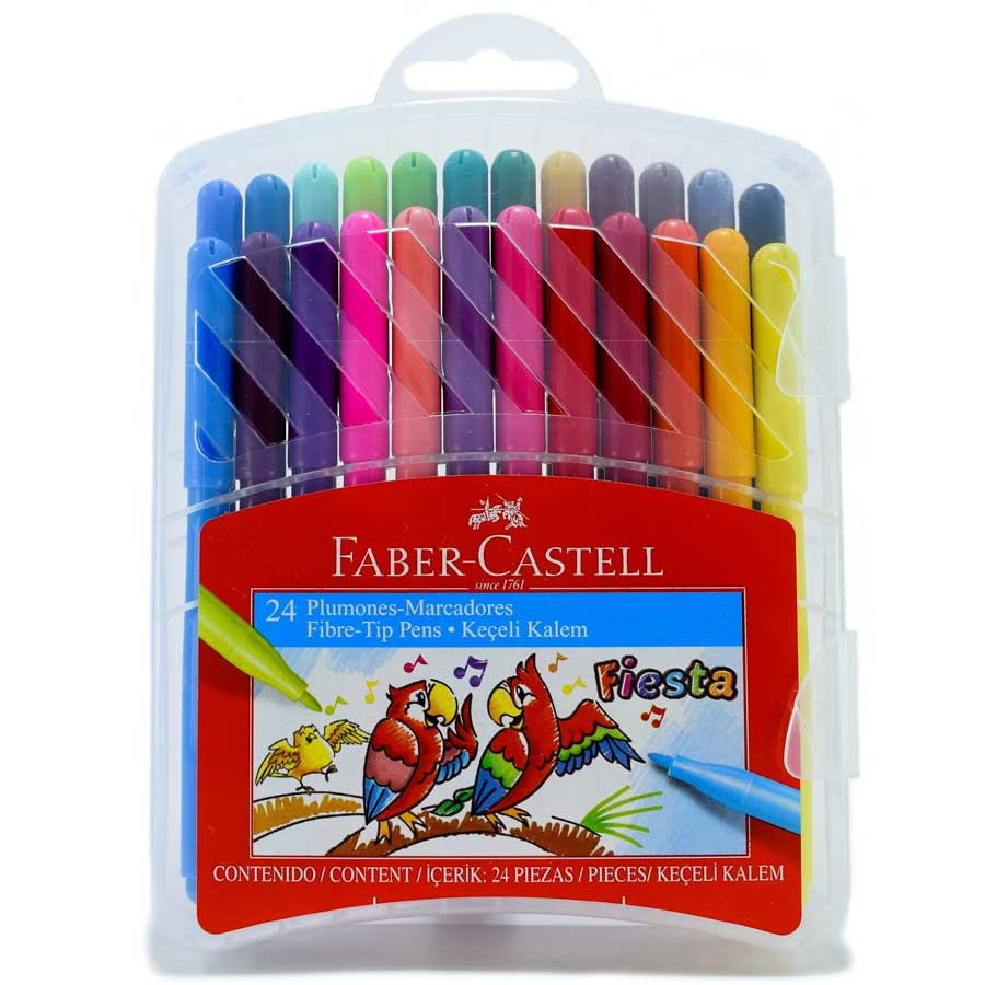 Marcador fiesta estuche rígido Faber Castell 24 colores