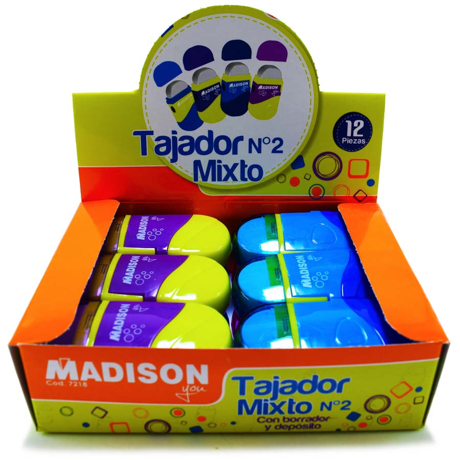Tajador Madison Giratorio c.Borrador y deposito 12pcs