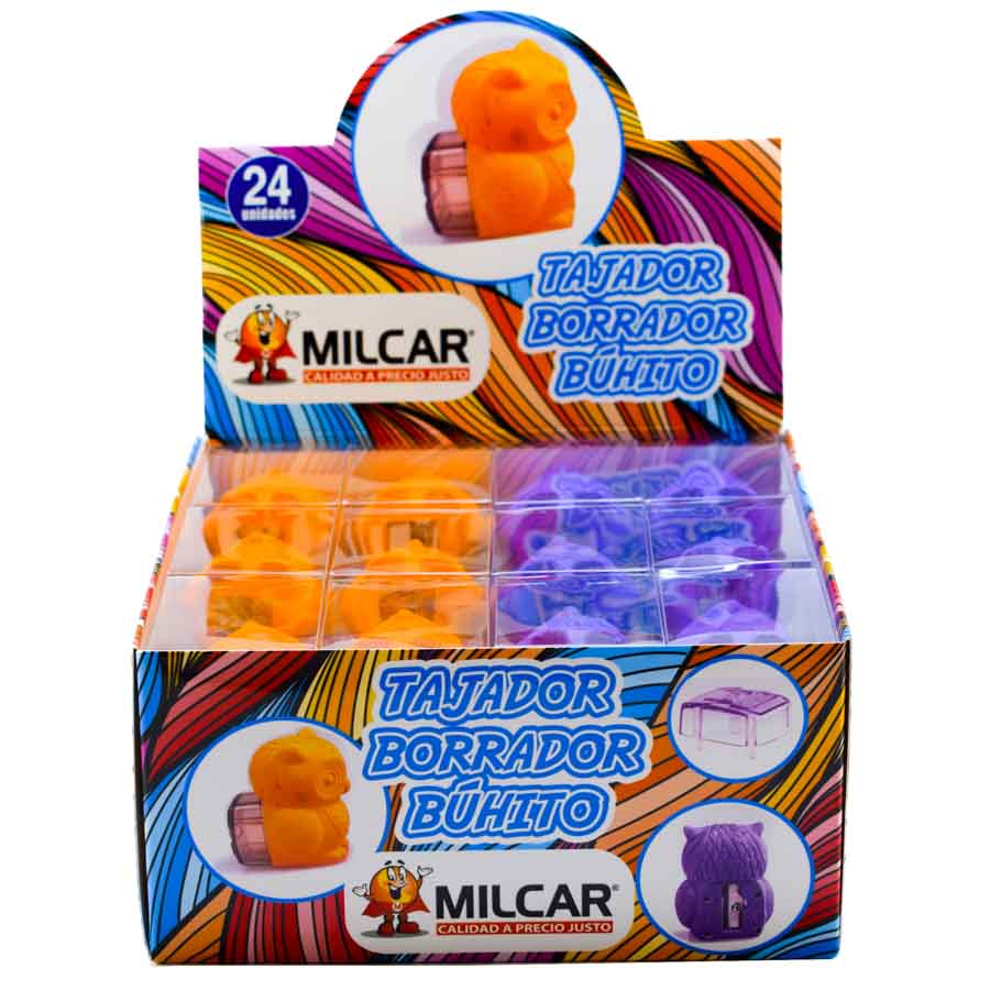 Tajador y Borrador Buhito MILCAR 24PCS