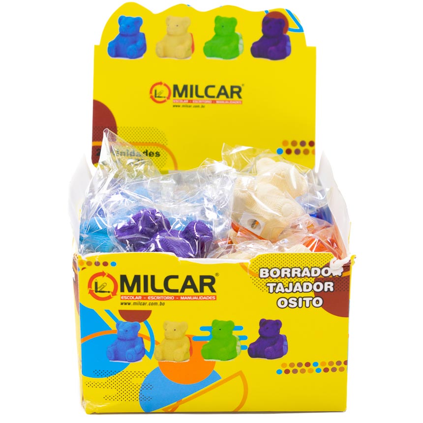 Tajador y Borrador Osito MILCAR 24PCS