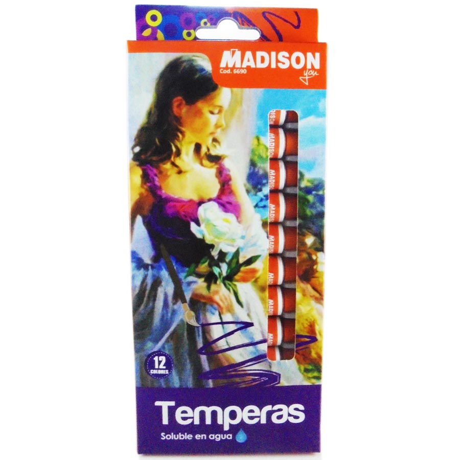 Tempera Madison 12 colores tipo colyno