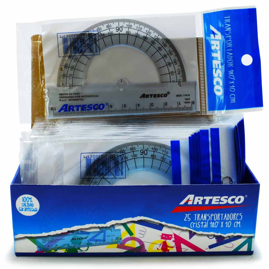 Transportador Artesco 180°x10CM de 25pcs