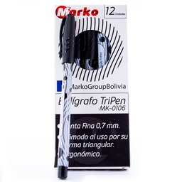 [MK-0106-NE] Boligrafo TriPen 0.7mm Marko 12PCS (Negro)