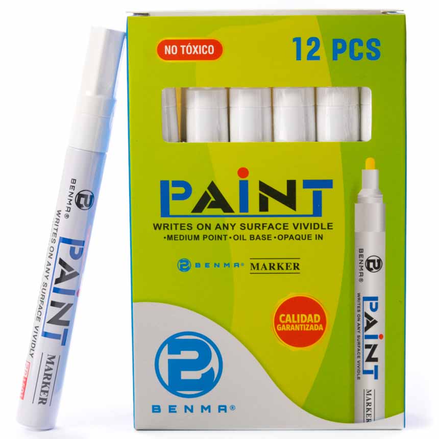 Marcador paint benma PT12 DE 12 PCS BLANCO