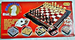 [9863] Ajedrez Magnetic Games 8 en 1 molino, serpientes y escaleras, backgammon, naipes, domino, damas, ajedrez y ludo