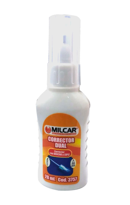 Corrector liquido DUAL brocha y lapiz, 20ml Milcar
