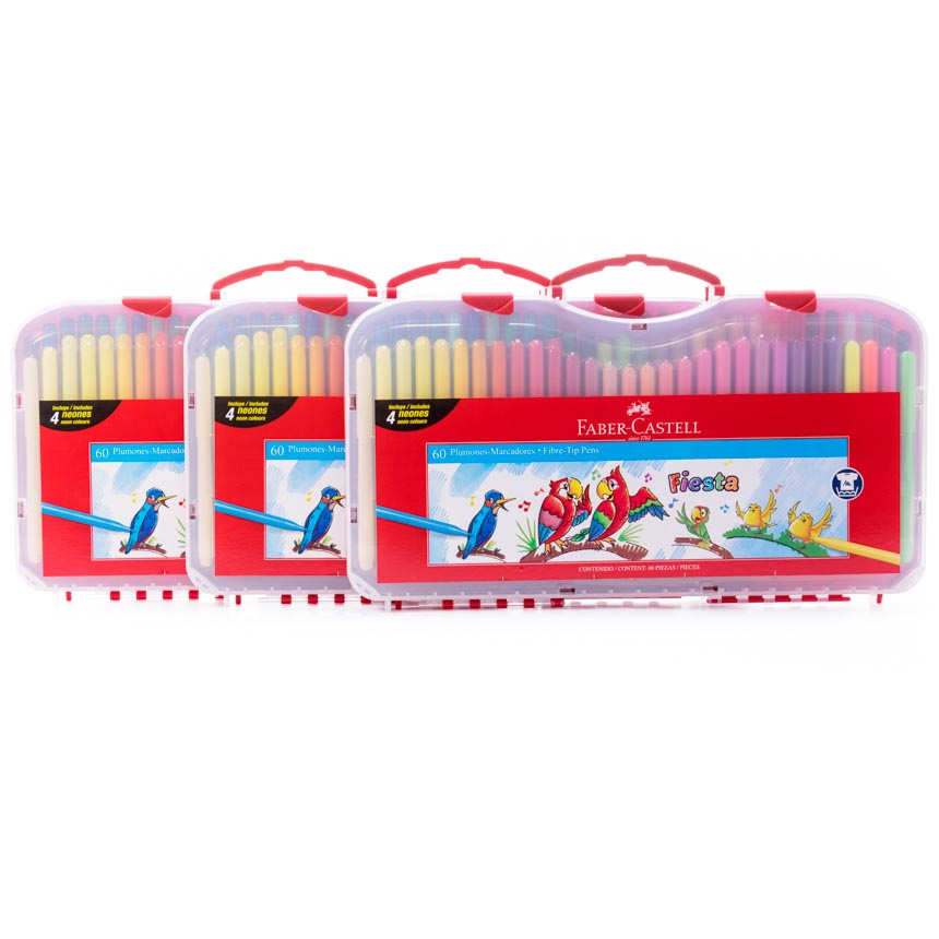 Marcador fiesta estuche rígido Faber Castell 60 colores