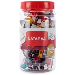 [SHN621] Tajador Rectangular en Frasco Nataraj 50pcs+5 Gomas