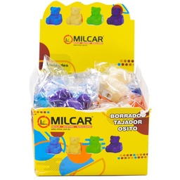 [3296] Tajador y Borrador Osito MILCAR 24PCS