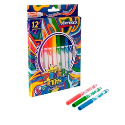 [16979700] Marcador punta conica POWER TIPS Artesco 12 colores